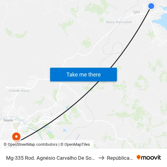 Mg-335 Rod. Agnésio Carvalho De Souza Km 76,2 Norte | Mineração Julinho to República Eutrepsemia map
