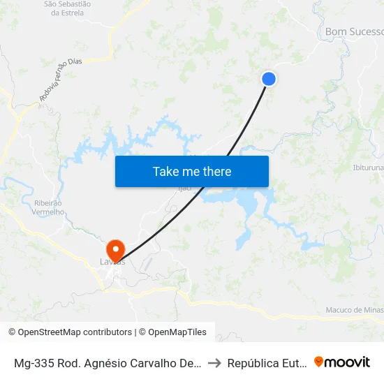 Mg-335 Rod. Agnésio Carvalho De Souza Km 61,4 Sul to República Eutrepsemia map