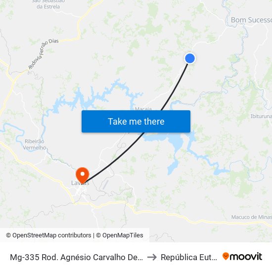 Mg-335 Rod. Agnésio Carvalho De Souza Km 62,1 Sul to República Eutrepsemia map