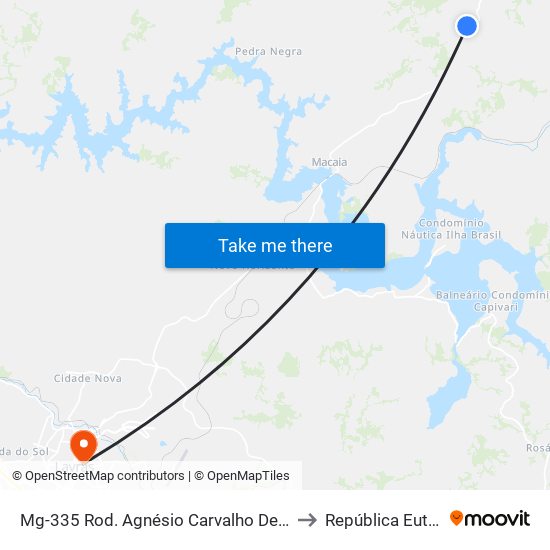 Mg-335 Rod. Agnésio Carvalho De Souza Km 65,5 Sul to República Eutrepsemia map