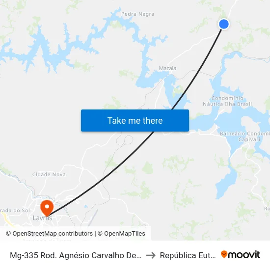 Mg-335 Rod. Agnésio Carvalho De Souza Km 67,4 Sul to República Eutrepsemia map