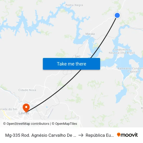 Mg-335 Rod. Agnésio Carvalho De Souza Km 68,2 Norte to República Eutrepsemia map
