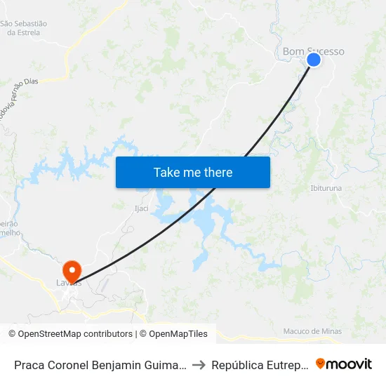 Praca Coronel Benjamin Guimaraes, 152 to República Eutrepsemia map