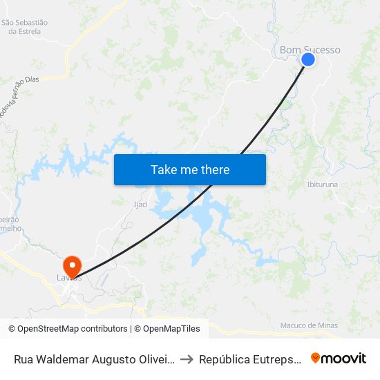Rua Waldemar Augusto Oliveira, 48 to República Eutrepsemia map