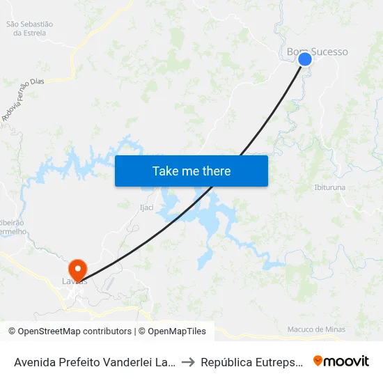 Avenida Prefeito Vanderlei Lara, 10 to República Eutrepsemia map