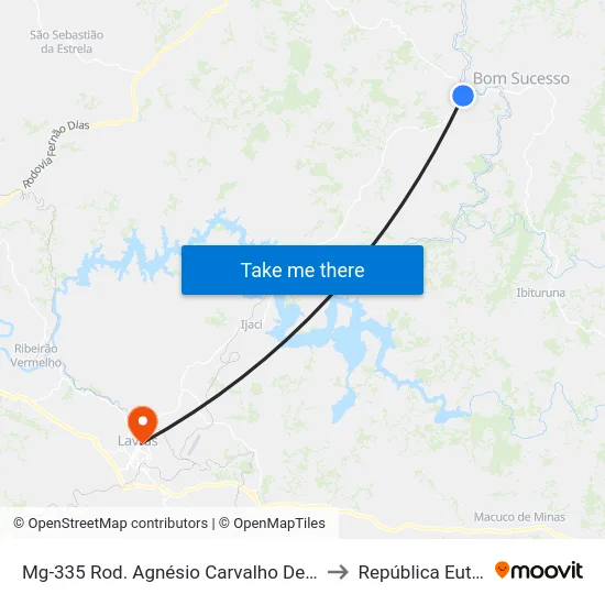 Mg-335 Rod. Agnésio Carvalho De Souza Km 54,1 Sul to República Eutrepsemia map
