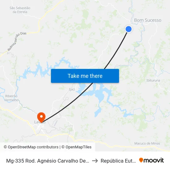 Mg-335 Rod. Agnésio Carvalho De Souza Km 55,3 Sul to República Eutrepsemia map