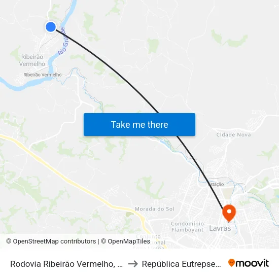 Rodovia Ribeirão Vermelho, 819 to República Eutrepsemia map