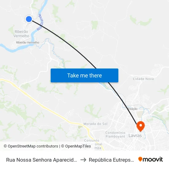 Rua Nossa Senhora Aparecida, 548 to República Eutrepsemia map