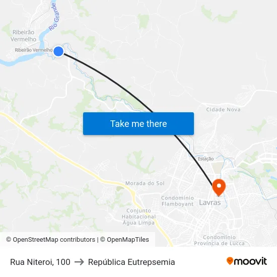 Rua Niteroi, 100 to República Eutrepsemia map