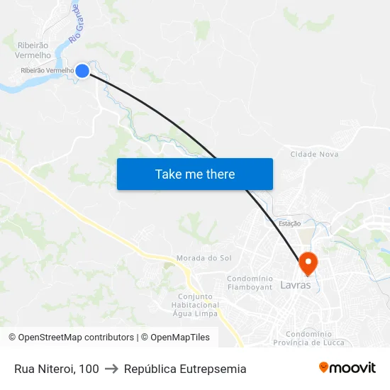 Rua Niteroi, 100 to República Eutrepsemia map