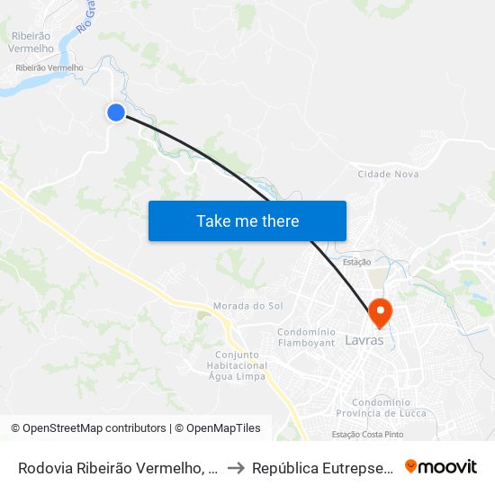 Rodovia Ribeirão Vermelho, 582 to República Eutrepsemia map