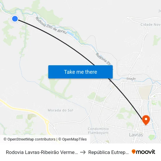 Rodovia Lavras-Ribeirão Vermelho, 4294 to República Eutrepsemia map