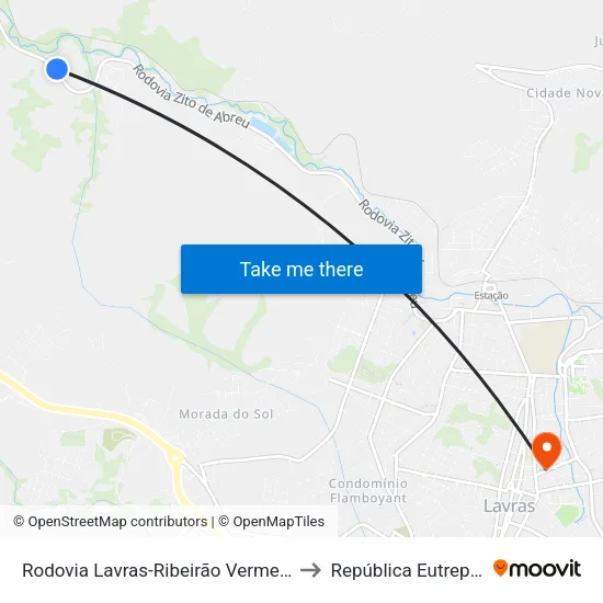 Rodovia Lavras-Ribeirão Vermelho, 4302 to República Eutrepsemia map