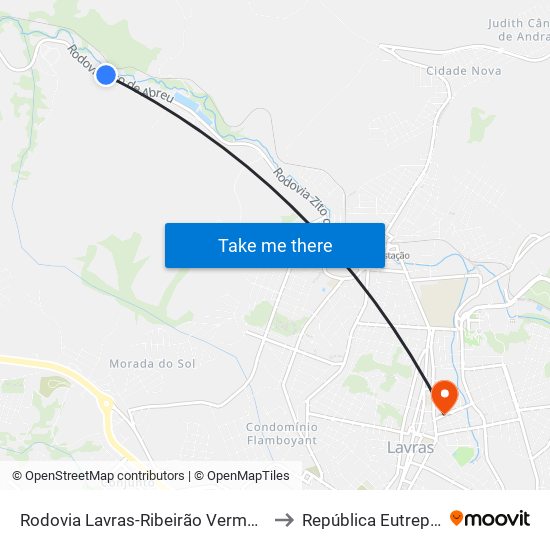 Rodovia Lavras-Ribeirão Vermelho, 3042 to República Eutrepsemia map
