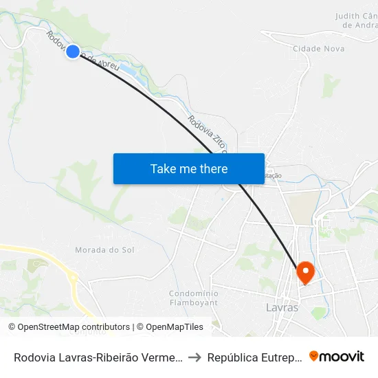 Rodovia Lavras-Ribeirão Vermelho, 3042 to República Eutrepsemia map