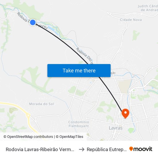 Rodovia Lavras-Ribeirão Vermelho, 2900 to República Eutrepsemia map