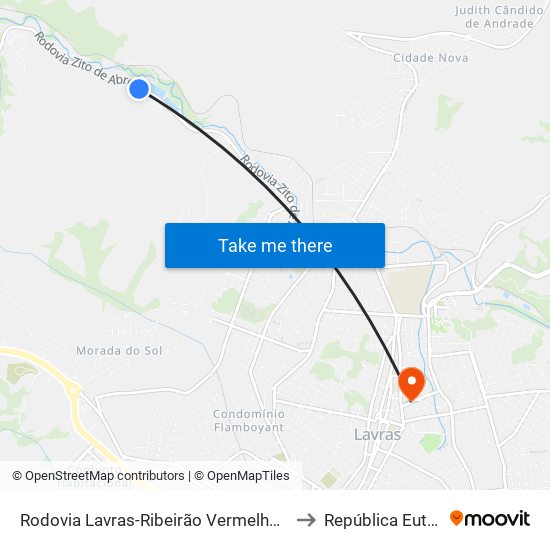 Rodovia Lavras-Ribeirão Vermelho, 2424 | Ete Lavras to República Eutrepsemia map