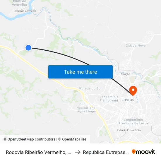 Rodovia Ribeirão Vermelho, 2936 to República Eutrepsemia map