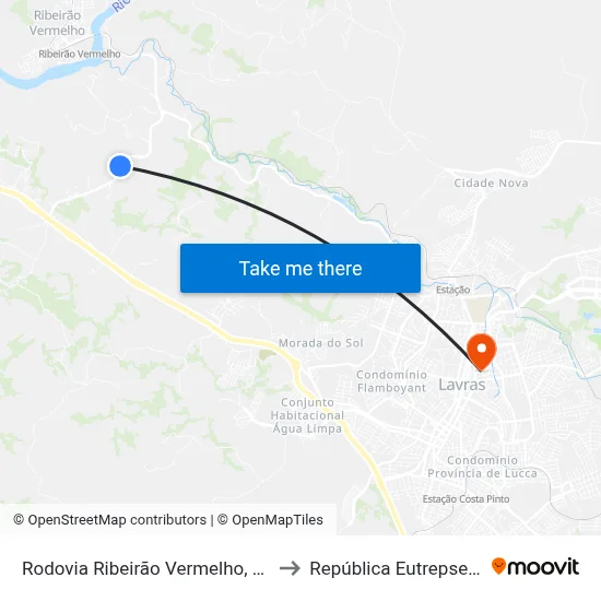 Rodovia Ribeirão Vermelho, 2170 to República Eutrepsemia map