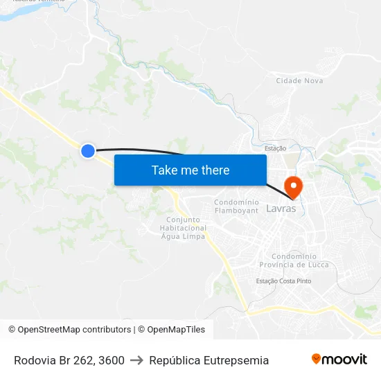 Rodovia Br 262, 3600 to República Eutrepsemia map