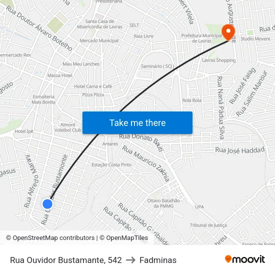 Rua Ouvidor Bustamante, 542 to Fadminas map