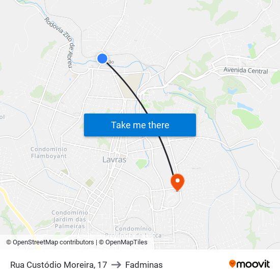 Rua Custódio Moreira, 17 to Fadminas map