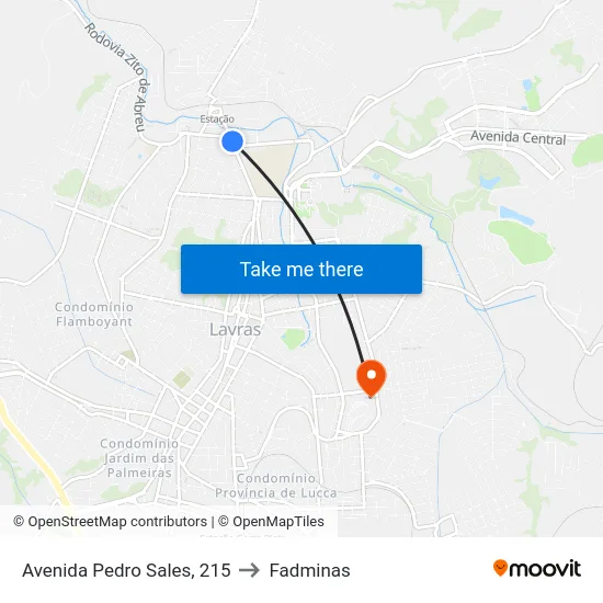 Avenida Pedro Sales, 215 to Fadminas map