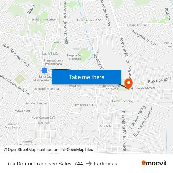 Rua Doutor Francisco Sales, 744 to Fadminas map