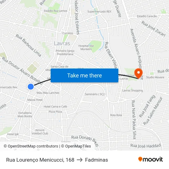 Rua Lourenço Menicucci, 168 to Fadminas map