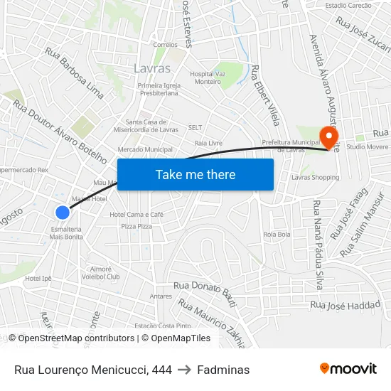 Rua Lourenço Menicucci, 444 to Fadminas map