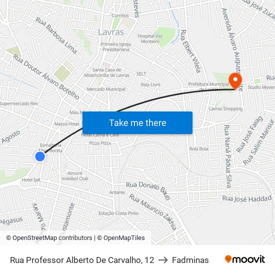 Rua Professor Alberto De Carvalho, 12 to Fadminas map