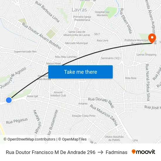 Rua Doutor Francisco M De Andrade 296 to Fadminas map