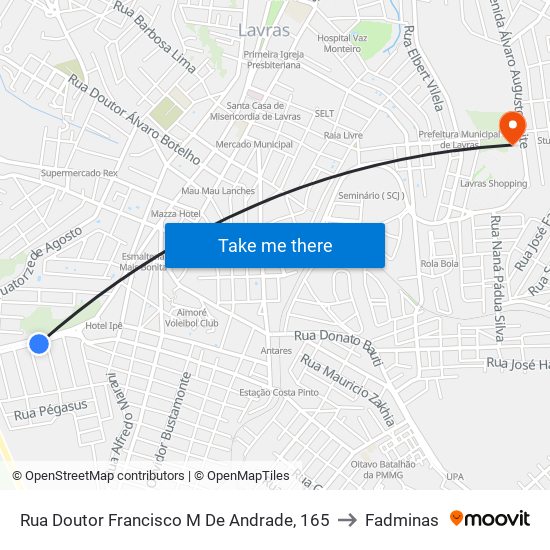 Rua Doutor Francisco M De Andrade, 165 to Fadminas map