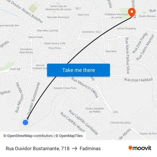 Rua Ouvidor Bustamante, 718 to Fadminas map