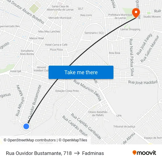 Rua Ouvidor Bustamante, 718 to Fadminas map