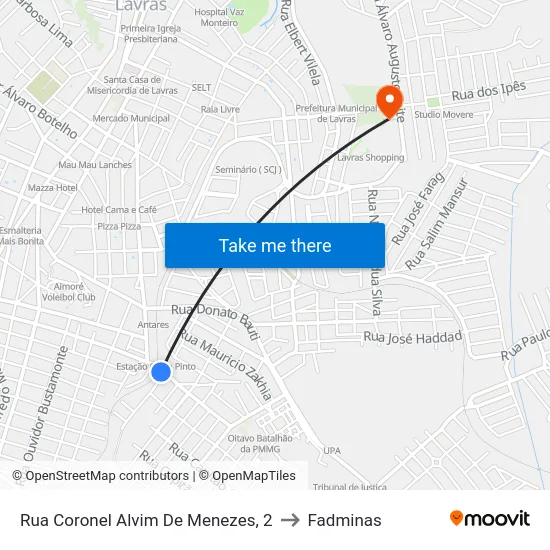 Rua Coronel Alvim De Menezes, 2 to Fadminas map