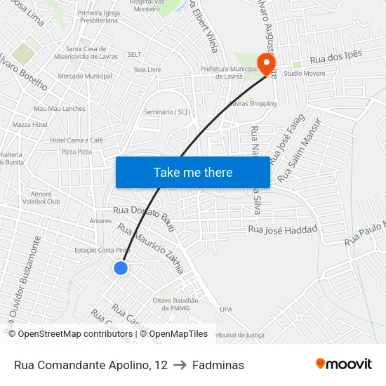 Rua Comandante Apolino, 12 to Fadminas map