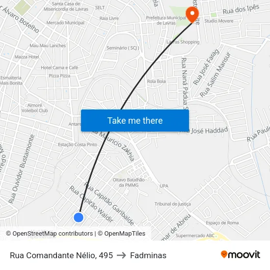 Rua Comandante Nélio, 495 to Fadminas map