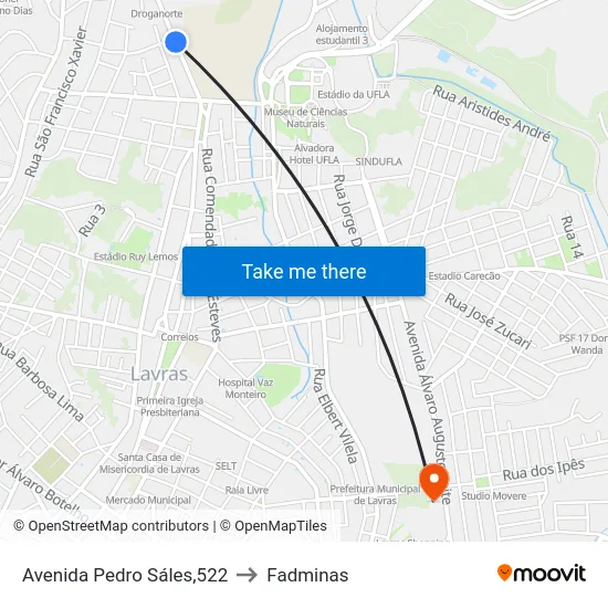Avenida Pedro Sáles,522 to Fadminas map