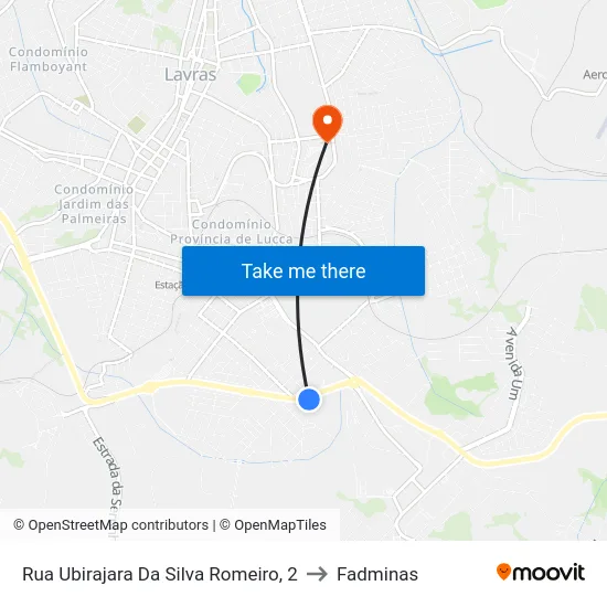 Rua Ubirajara Da Silva Romeiro, 2 to Fadminas map