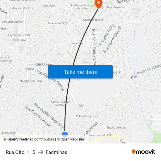 Rua Oito, 115 to Fadminas map