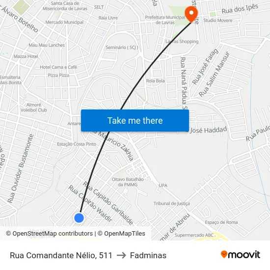 Rua Comandante Nélio, 511 to Fadminas map