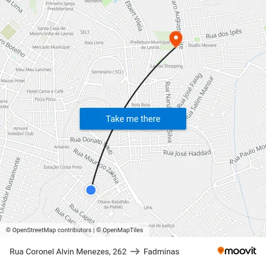Rua Coronel Alvin Menezes, 262 to Fadminas map