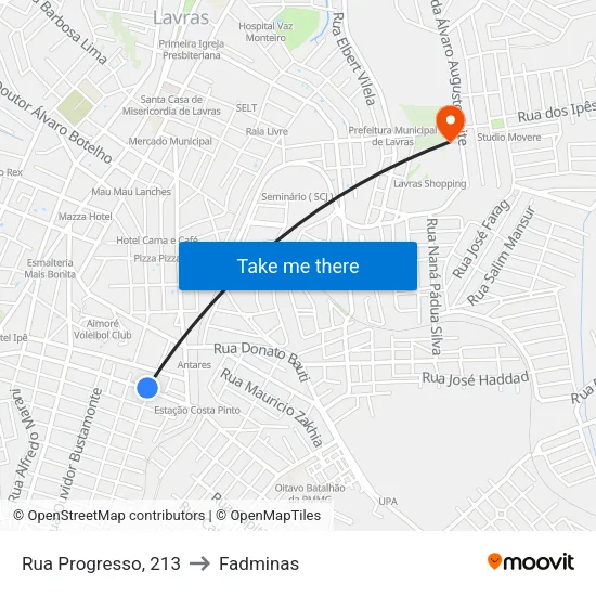 Rua Progresso, 213 to Fadminas map