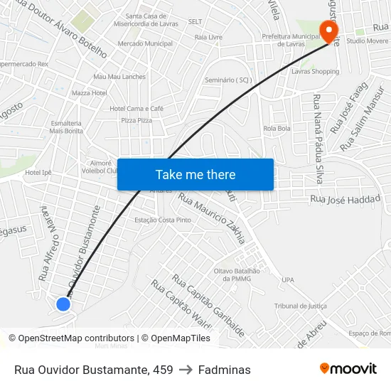 Rua Ouvidor Bustamante, 459 to Fadminas map