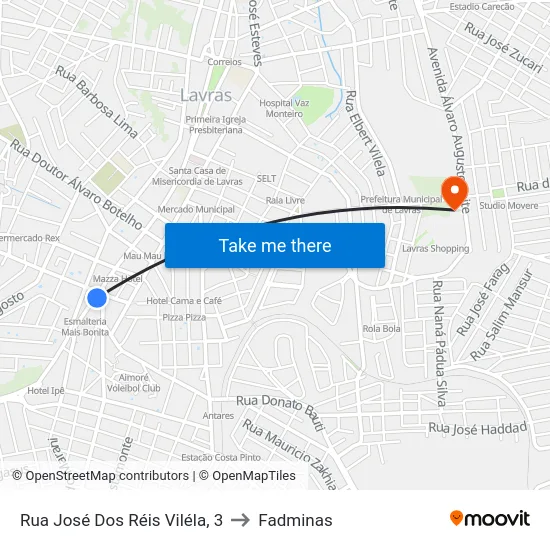 Rua José Dos Réis Viléla, 3 to Fadminas map