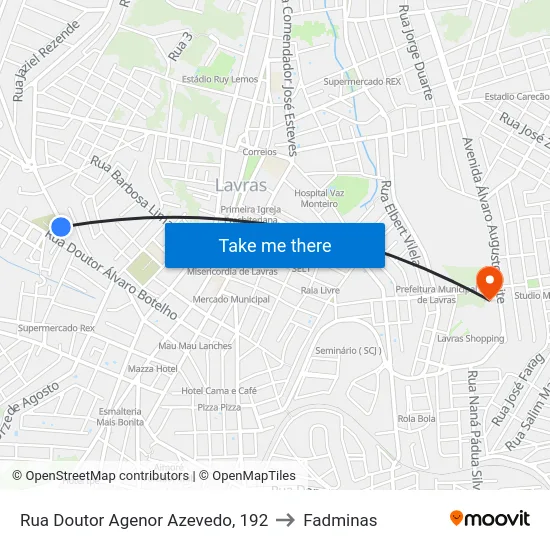 Rua Doutor Agenor Azevedo, 192 to Fadminas map