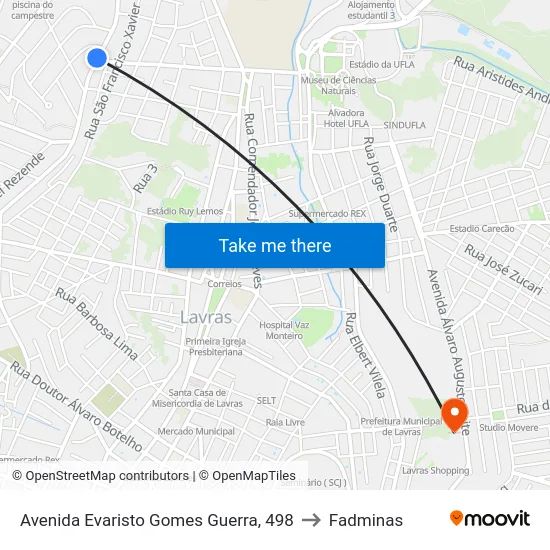 Avenida Evaristo Gomes Guerra, 498 to Fadminas map
