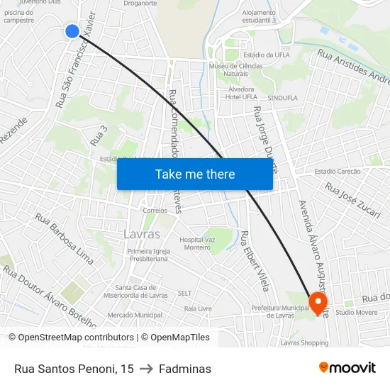 Rua Santos Penoni, 15 to Fadminas map
